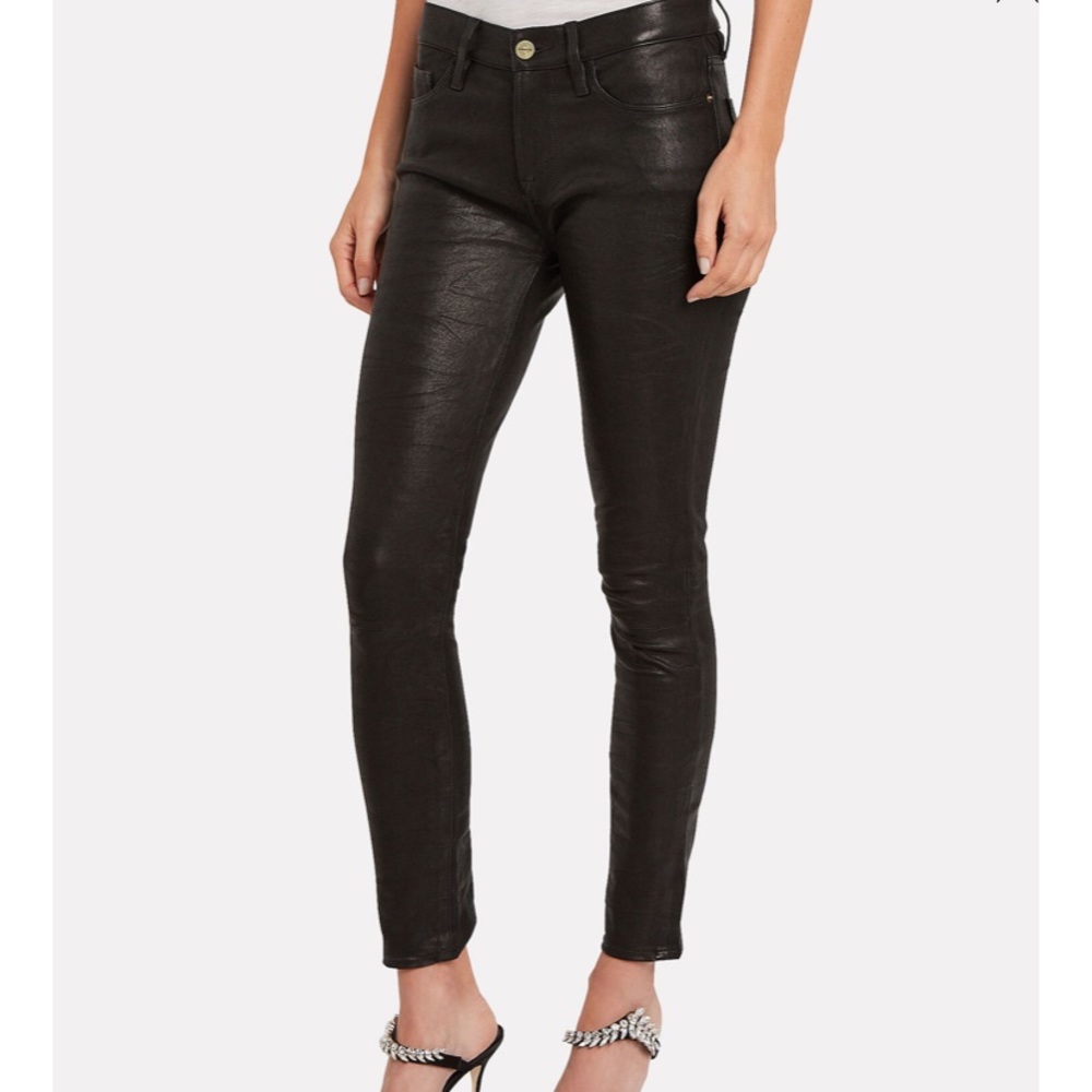 Le Skinny De Jeanne Leather Pant
in Washed Black FRAME size 26